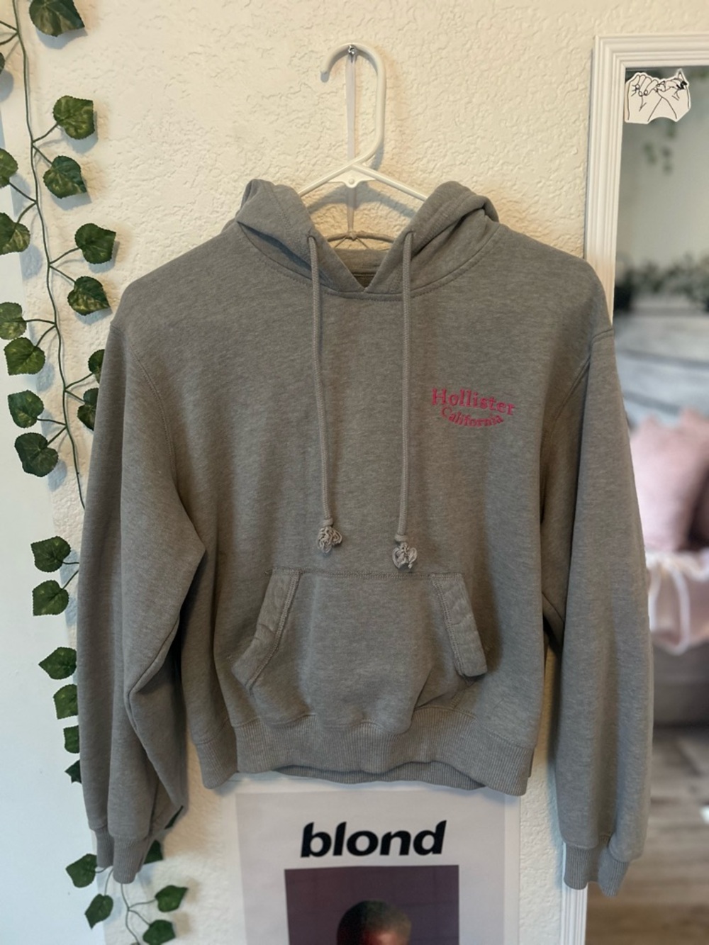 Hollister Gray Hoodie with White Logo